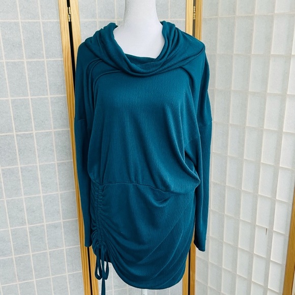 Free People • Sundown Cinch Up Cowl Neck Dress Dark Green - Picture 6 of 13